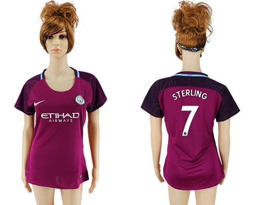 Women's Manchester City #7 Sterling Away Soccer Club Jersey - Click Image to Close